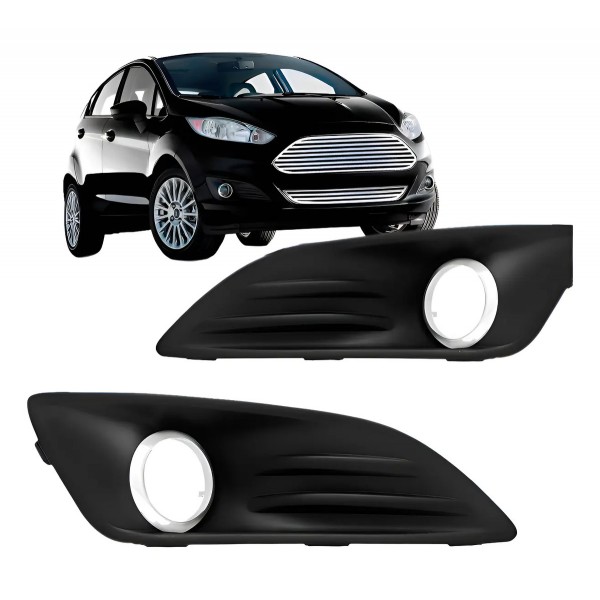 Grade Milha Aro Cromado New Fiesta 2013 2014 2015 2016 Preto Esquerdo