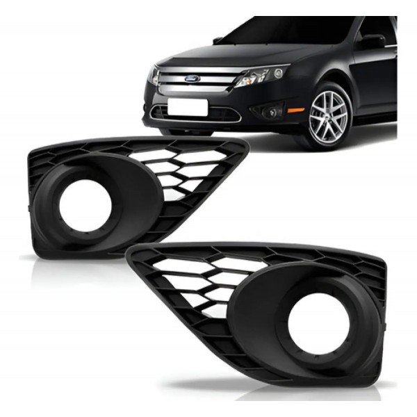 Par Moldura Grade Milha Ford Fusion 2010 2011 2012 Preto