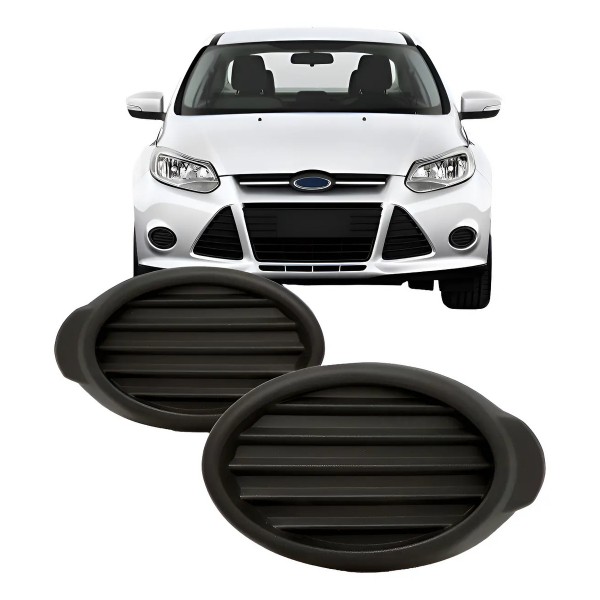 Par Moldura Farol Milha Focus 2014 2015 Sem Furo Preto