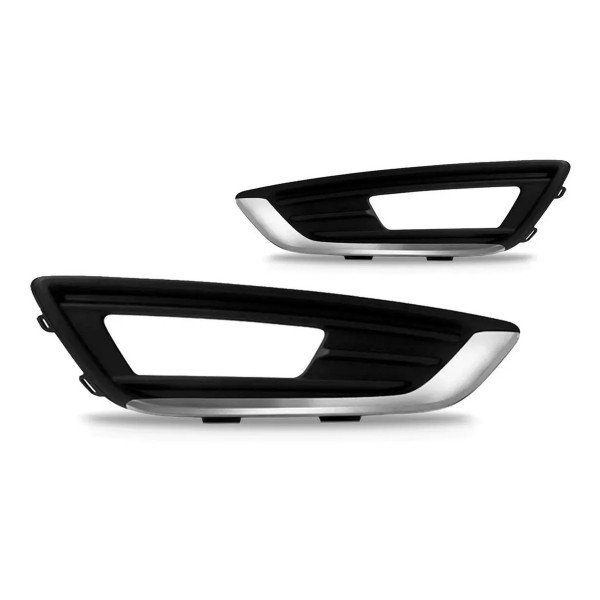 Par Moldura Farol Milha Focus 15 A 17 C/furo Friso Cromado Preto Ambos Os Lados