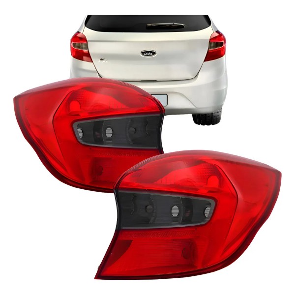 Par Lanterna Traseira Ka Hatch 2015 2016 2017 2018 Fume Ambos Lados Vermelho