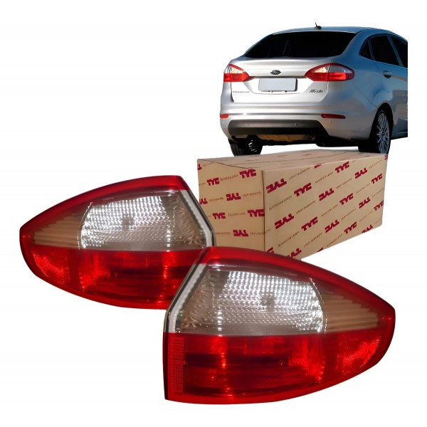 Par Lanterna Traseira New Fiesta 2014 2015 Sedan Tyc Ambos Lados Vermelho