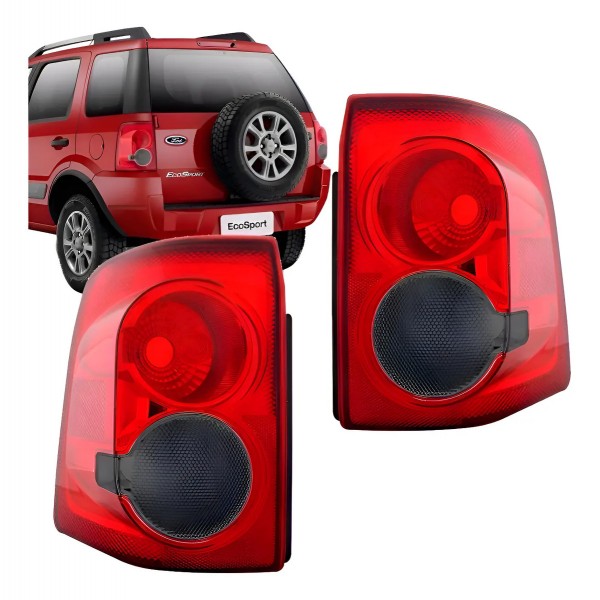 Par Lanterna Traseira Ecosport Fumê 2007 2008 09 10 2011 Jc Ambos Lados Vermelho
