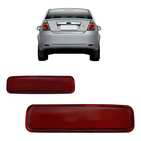 Par Lanterna Refletor Traseiro Fiesta Sedan 2010 2011 A 2014 Ambos Lados Vermelho