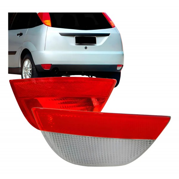 Par Lanterna Refletor Parachoque Traseiro Focus 1998 A 2008 Vermelho E Cristal