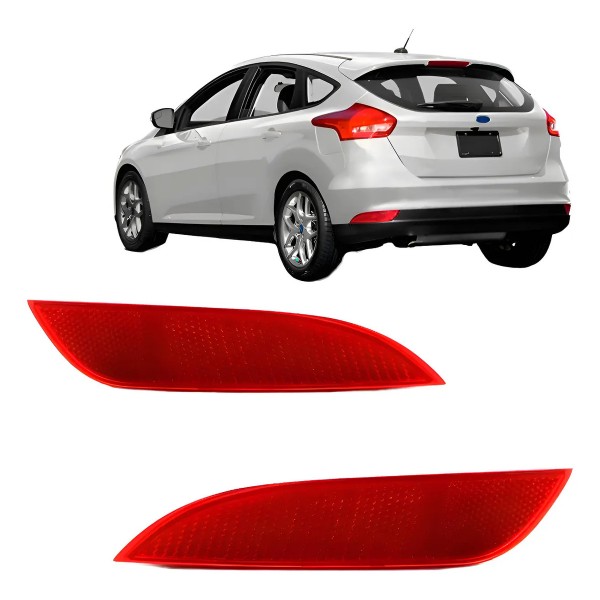 Par Refletor Parachoque Traseiro Focus 2014 2015 2016 2017 Vermelho