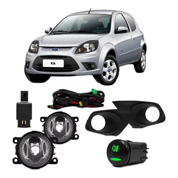 Kit Farol Milha Auxiliar Neblina Ka 2012 À 2014 Com Grade