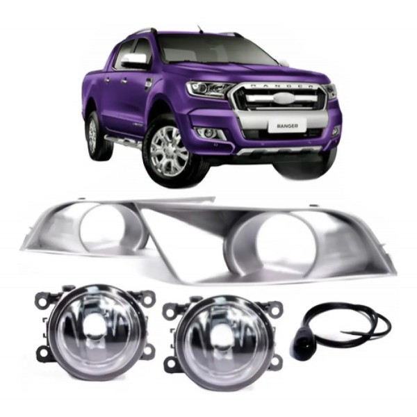 Kit Farol Milha Auxiliar Ranger 2016 À 2018 Grade Cinza