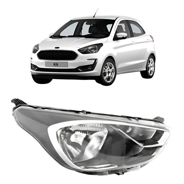 Farol Cromado/preto Manual Ka 2019 2020 2021 2022
