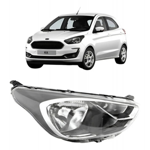 Farol Cromado/preto Manual Ka 2019 2020 2021 2022
