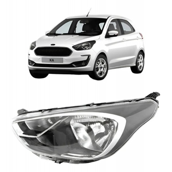 Farol Cromado/preto Manual Ka 2019 2020 2021 2022