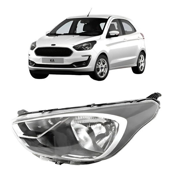 Farol Cromado/preto Manual Ka 2019 2020 2021 2022