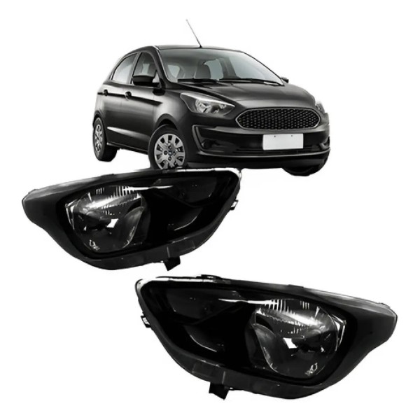 Par Farol Ford Ka 2019 2020 Máscara Negra Manual C/ Garanti