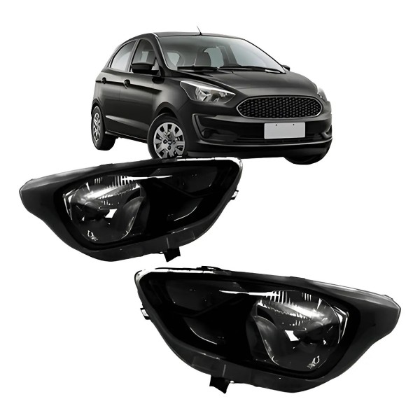 Par Farol Ford Ka 2019 2020 Máscara Negra Manual C/ Garanti