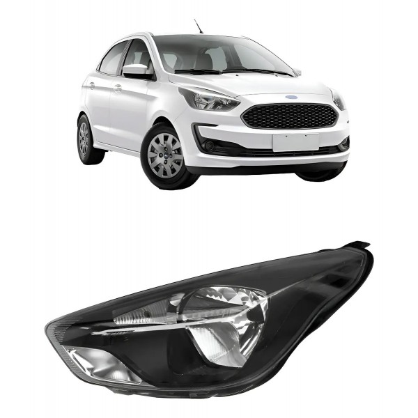 Farol Para Ford Ka 2019 2020 2021 2022 Mascara Negra Manual