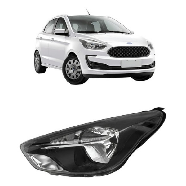 Farol Para Ford Ka 2019 2020 2021 2022 Mascara Negra Manual