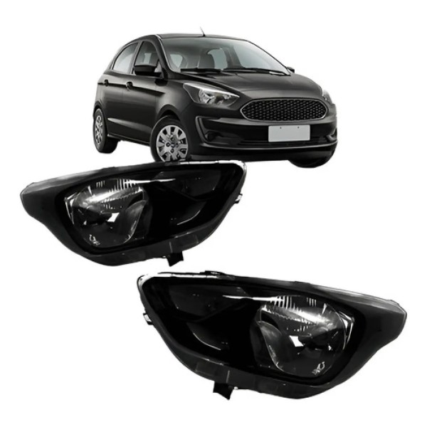 Par Farol Para Ford Ka 2019 2020 Máscara Negra Manual