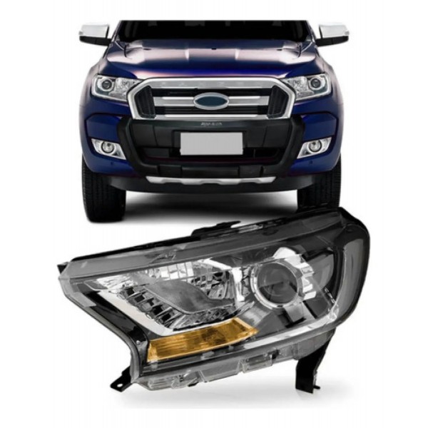 Farol Ranger 2016 2017 2018 2019 Cromado Com Pisca Âmbar