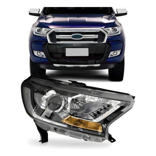 Farol Ranger 2016 2017 2018 2019 Cromado Com Pisca Âmbar