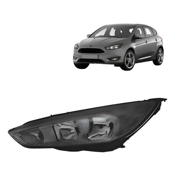 Farol Focus 2016 2017 2018 2019 Mascara Negra Sem Led