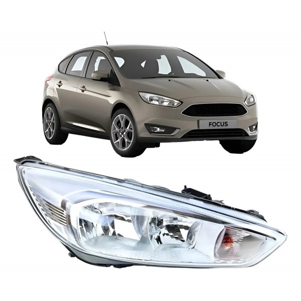 Farol Focus 2015 A 2017 Eletrico Cromado S/led C/projetor