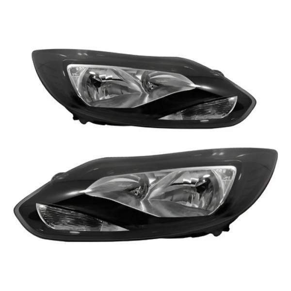 Par Farol Focus 2014 A 2016 Mascara Negra Eletrico C/ Motor