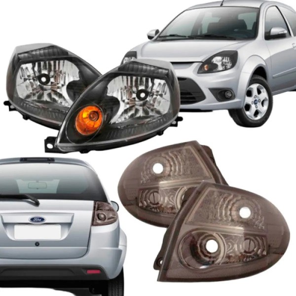 Kit Ford Ka 2008 A 2012 Lanterna Fume E Farol Negro.