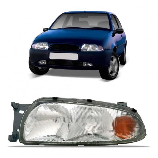 Farol Fiesta 1996 97 98 1999 Cromado Com Pisca Ambar