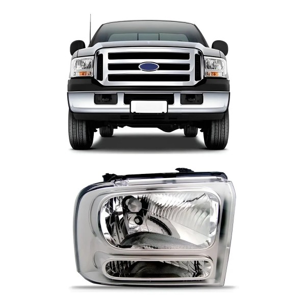 Farol Ford F250 2006 07 08 09 10 2011 Cromado