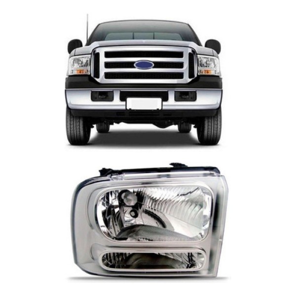 Farol Ford F250 2006 07 08 09 10 2011 Cromado