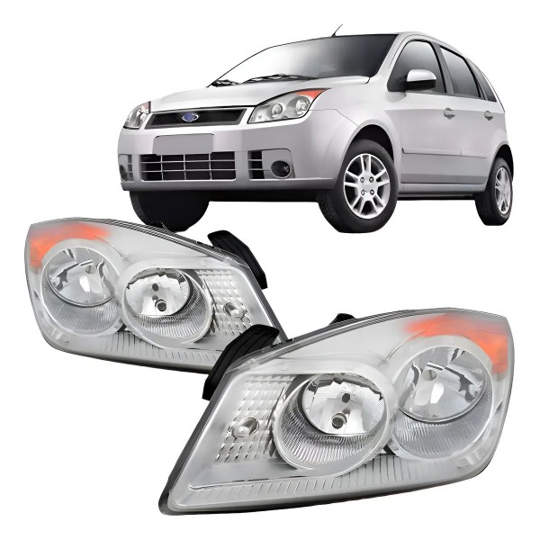 Par Farol Para Ford Fiesta 2008 2009 2010 Cromado Direito