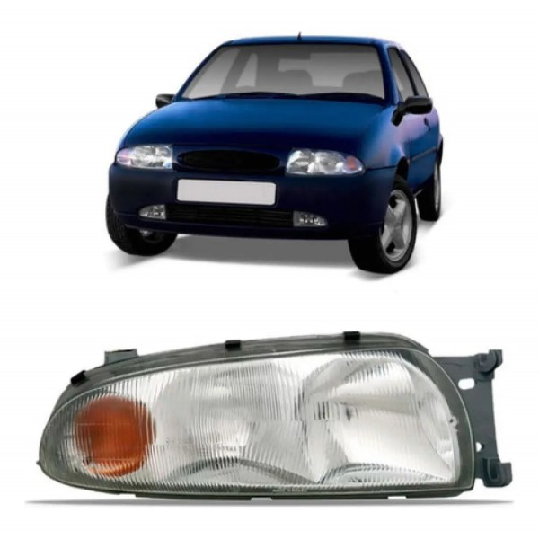 Farol Fiesta 1996 97 98 1999 Cromado Com Pisca Ambar
