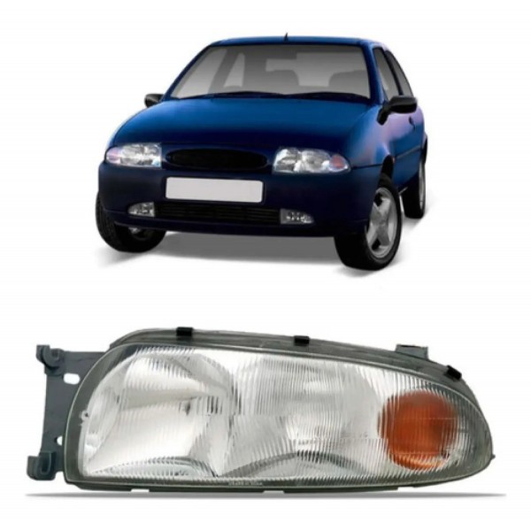 Farol Fiesta 1996 97 98 1999 Cromado Com Pisca Ambar