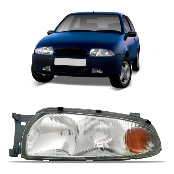 Farol Fiesta 1996 97 98 1999 Cromado Com Pisca Ambar