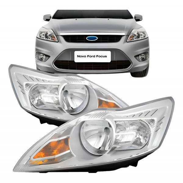 Par Farol Focus 2009 A 2012 Eletrico Com Motor Sem Projetor Direito