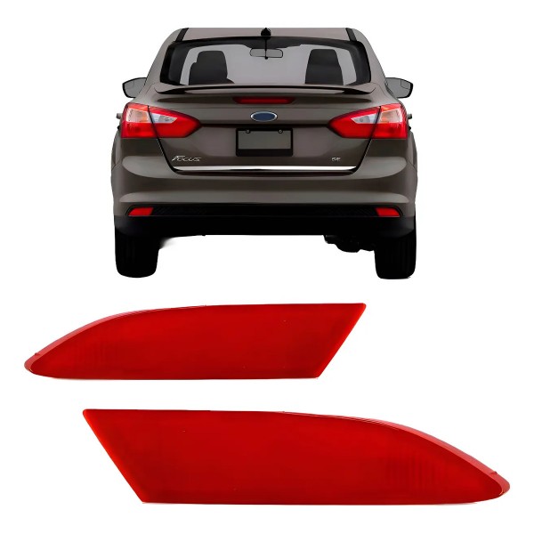 Par Defletor Parachoque Traseiro Focus 2014 15 16 2017 Sedan Vermelho