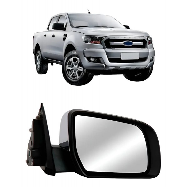 Retrovisor Para Ford Ranger 2013 2014 2015 Fixo Cromado