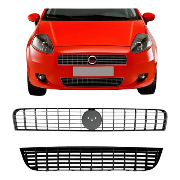 Kit Grade Punto 2007 08 09 10 2011 Superior/ Inferior Preta Preto