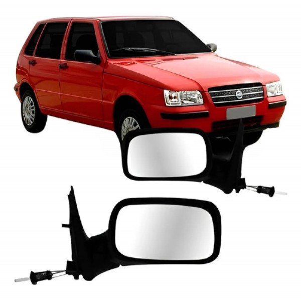 Par Retrovisor Uno Fire 4 Portas 2001 A 2004 Com Controle