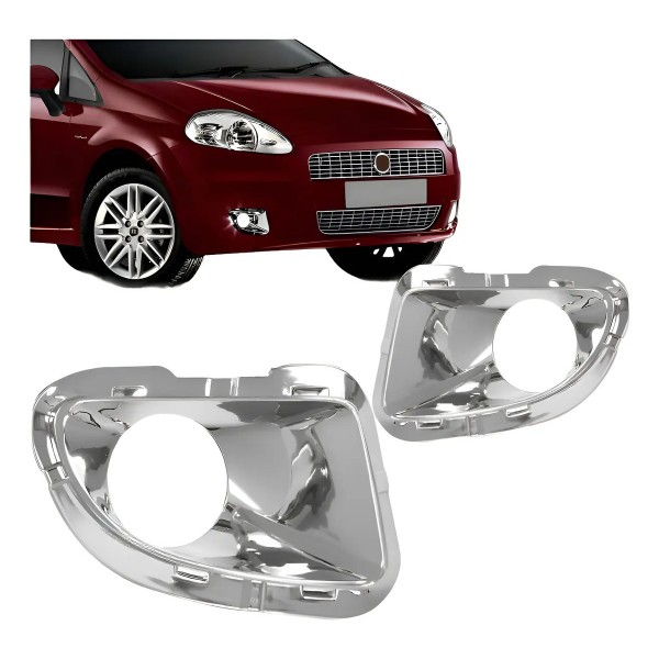 Par Moldura Milha Punto 07 2008/2012 Cromada Com Furo Oferta Cromado Ambos Os Lados