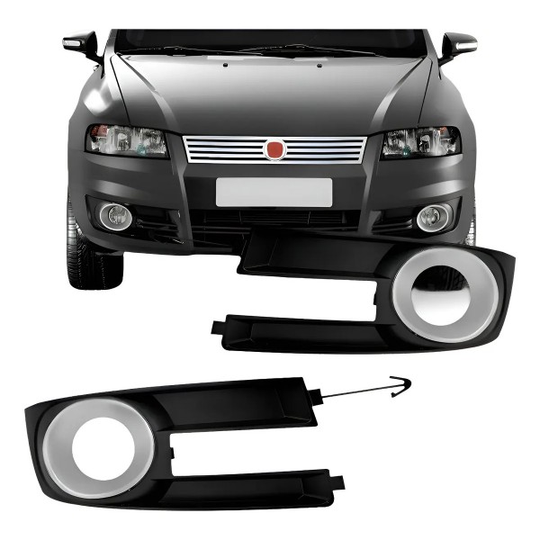 Par Moldura Milha Stilo 2008 09 10 11 2012 Com Furo Prata Preto