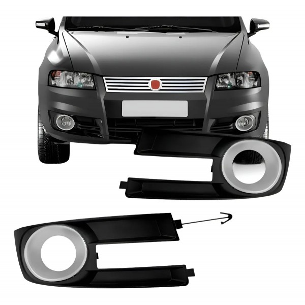 Par Moldura Milha Stilo 2008 09 10 11 2012 Com Furo Prata Preto