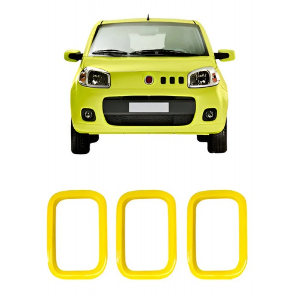 Moldura Grade Frontal Uno Vivace Economy 2011 A 2014 Amarela Amarelo