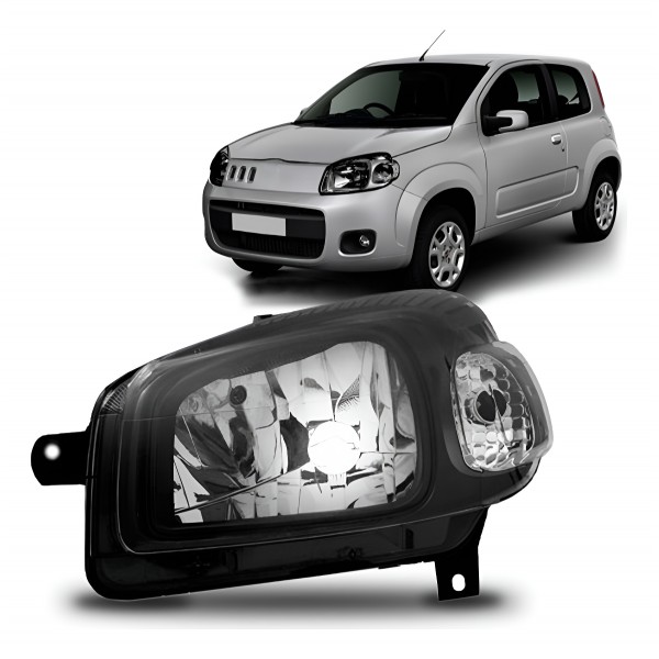 Farol Principal Uno Vivace Fiorino 2011 A 2021 Mascara Negra Esquerdo/motorista