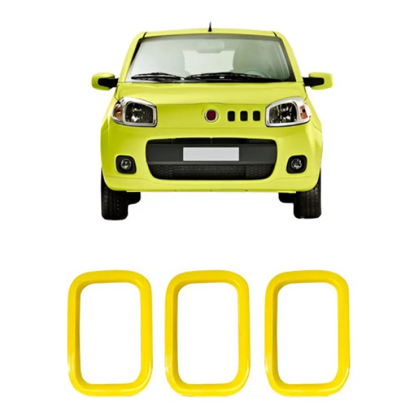Moldura Grade Frontal Uno Attractive 2011 A 2014 Amarelo Amarelo