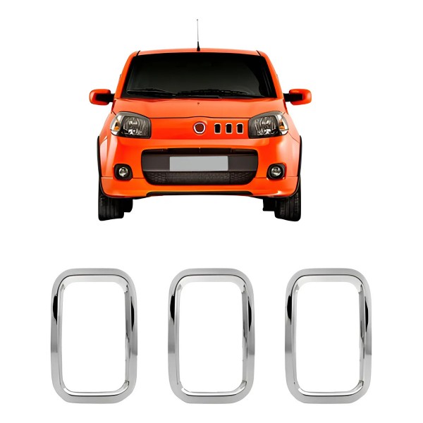 Moldura Grade Frontal Uno Furgão Endurance 2011 A 2014 Cinz Cinza
