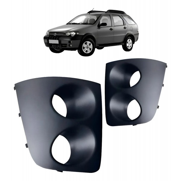 Jogo Moldura Farol Milha Palio Adventure 2004/2008 Com Furo Preto
