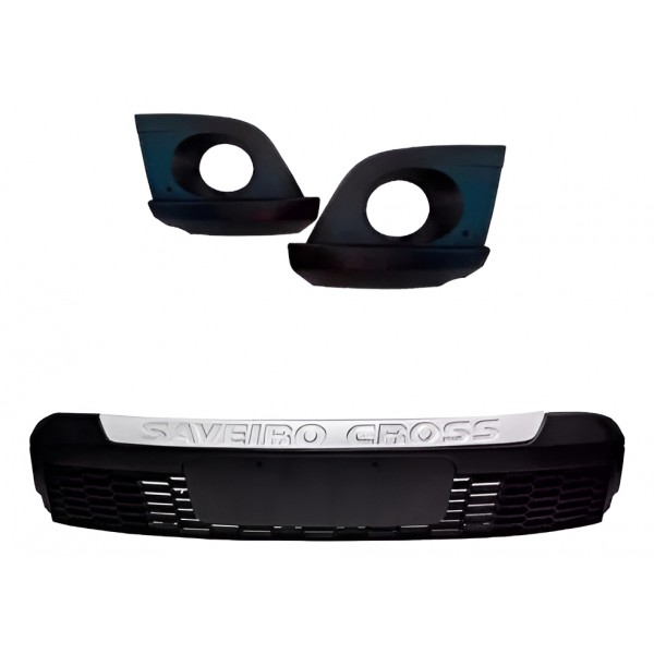 Kit Saveiro Cross G5 Grade Central + Par Molduras + Spoiler Fosco