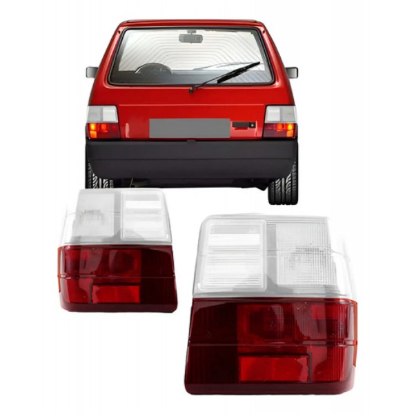 Par Lanterna Traseira Uno 1985 86 87 A 2003 Plastico Bicolor