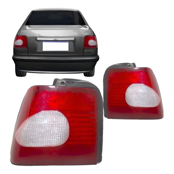 Par Lanterna Traseira Tempra 1996 A 1999 Bicolor C/ Garantia Ambos Lados Vermelho